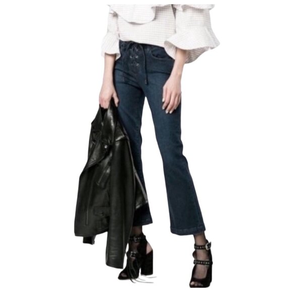 Frame Denim Le Crop Mini Boot Jeans Size 24 London-Los Angeles Dark Wash Women's - Picture 2 of 10